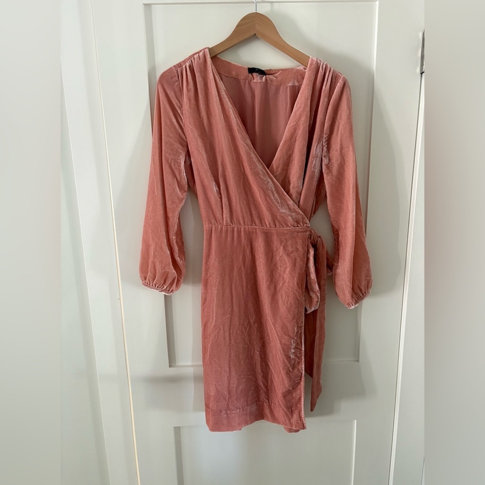 J. Crew Dusty Rose Wrap Dress with Long Sleeves - Picture 3 of 8